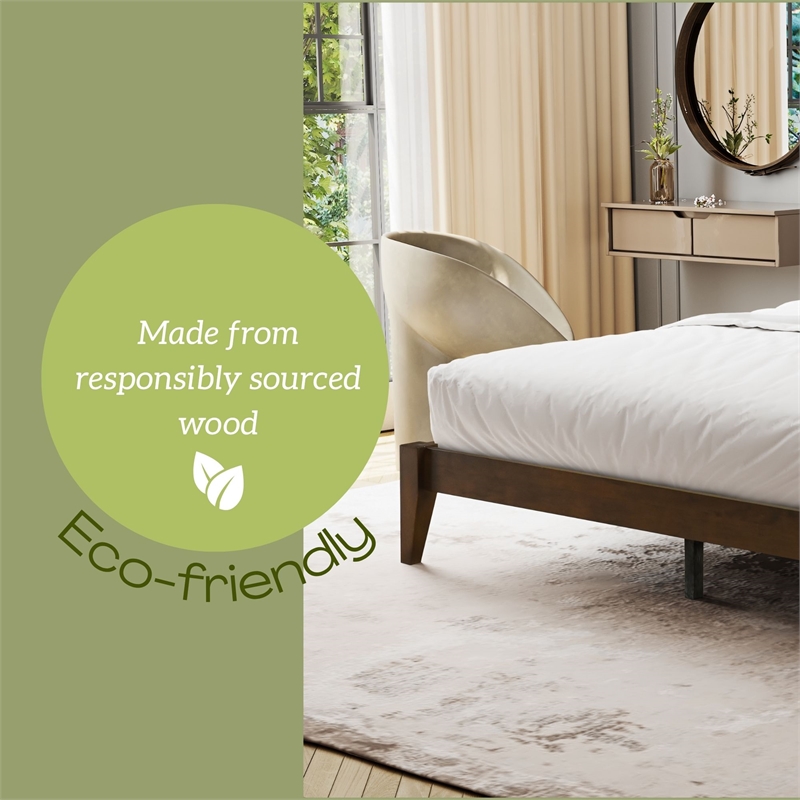 Willa Twin Wood Platform Bed - Walnut Finish