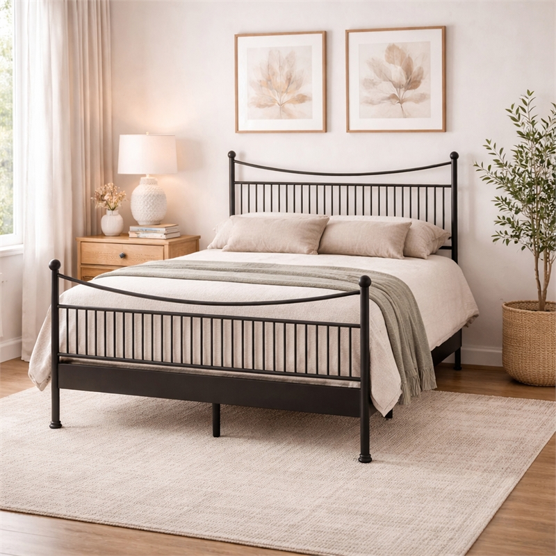 Santorini - Complete Bed - King - Matte Black Finish
