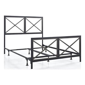 Mason Full Bed w/ Frame - Textured Black / Gray Bronze