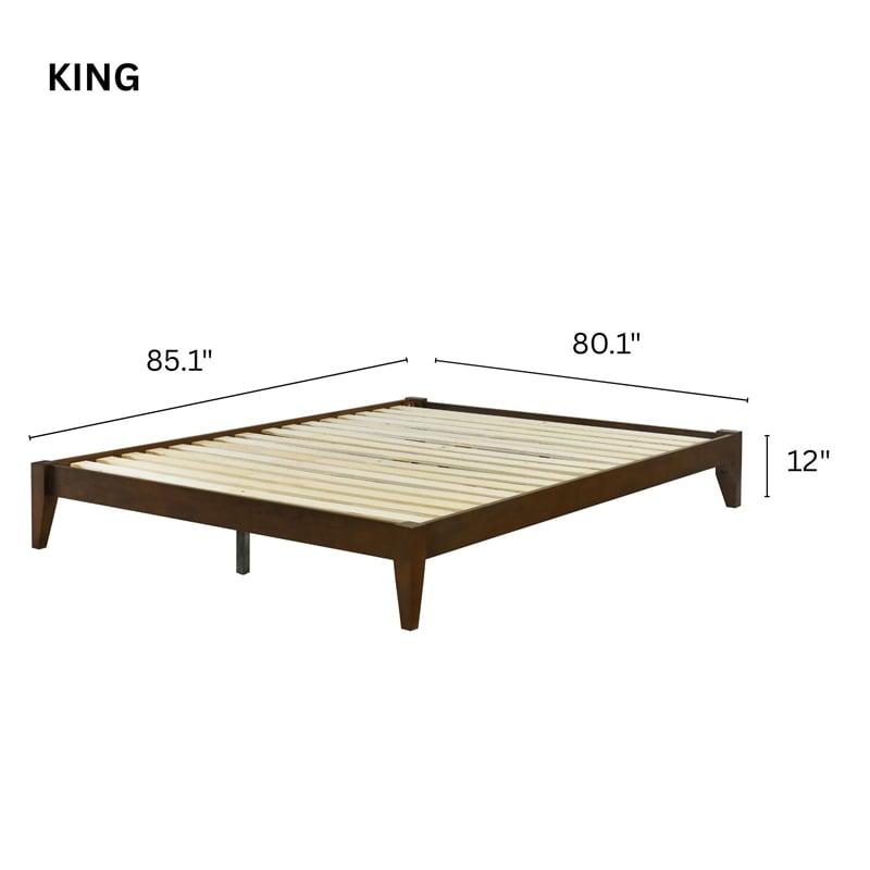 Willa King Wood Platform Bed - Walnut Finish