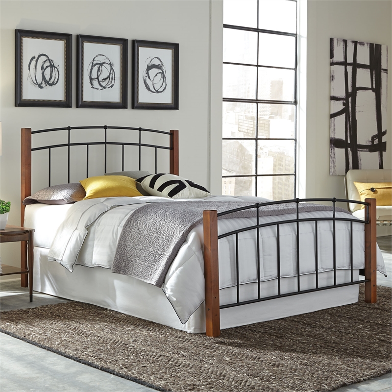 Benson Full Headboard & Footboard - Textured Black & Maple - Frame Not Included