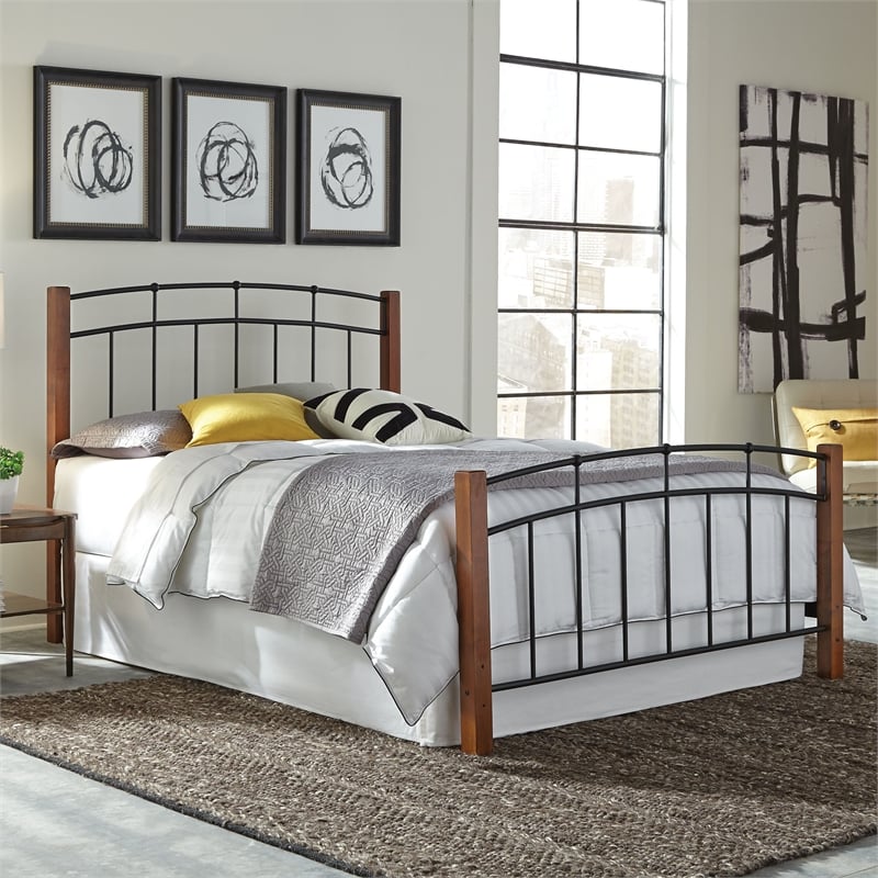Benson Queen Headboard & Footboard - Textured Black & Maple - Frame Not Included