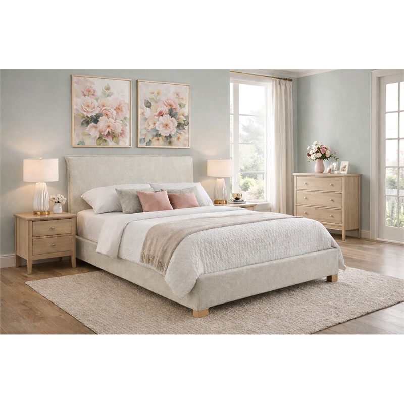 Claro - Complete Bed - Queen - Oatmeal