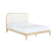 Layla - Complete Bed - Queen - Natural Finish - White Upholstery