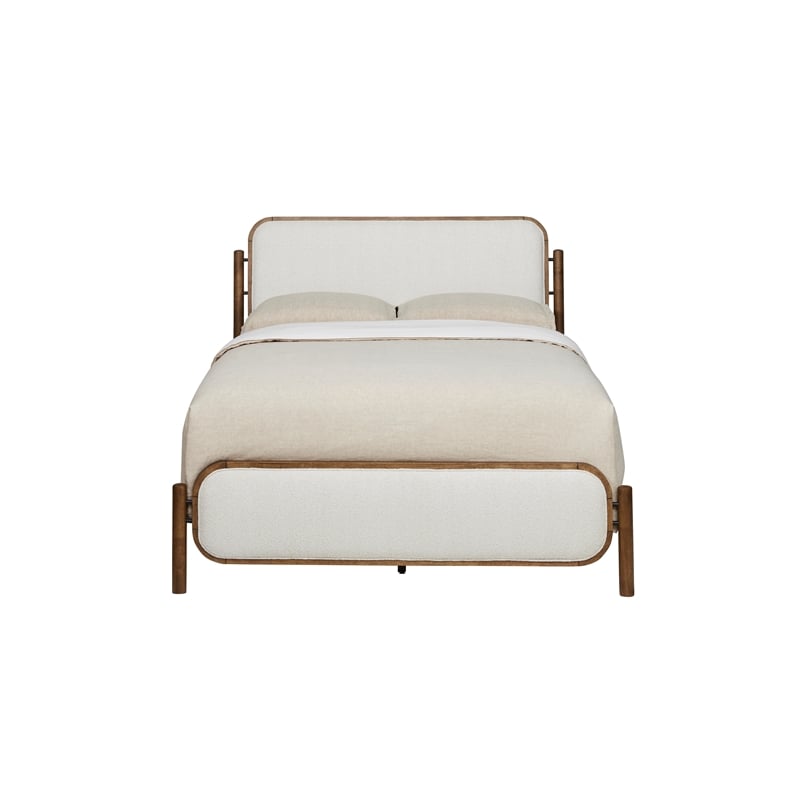 Luca - Complete Bed - King - Walnut Finish - Beige Upholstery