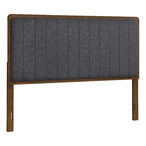 George - Headboard - Full/Queen - Walnut Finish - Charcoal Upholstery