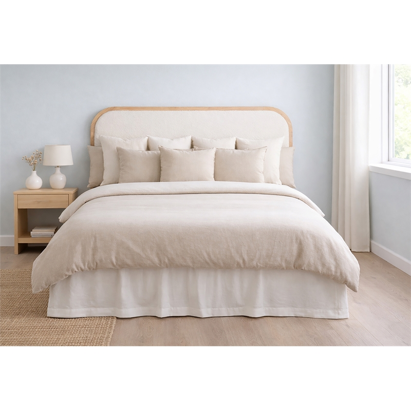 Layla - Headboard - Full/Queen - Natural Finish - White Upholstery