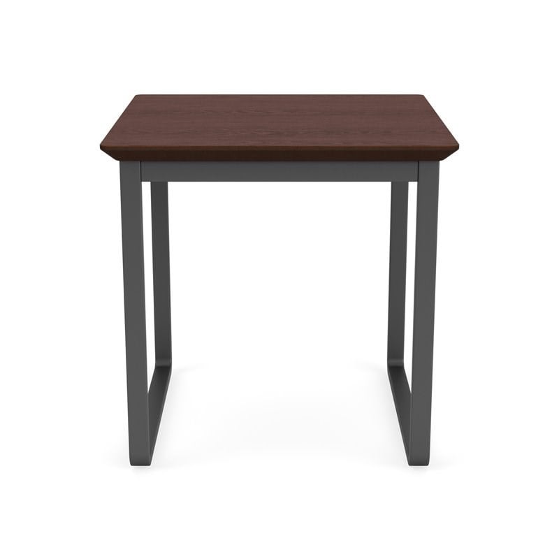 Gansett Reception Waiting Room Steel End Table / Charcoal Steel / Walnut
