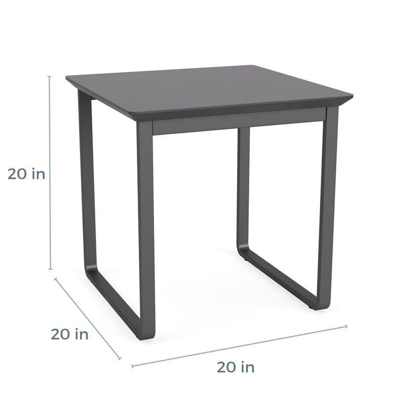 Gansett Reception Waiting Room Steel End Table / Charcoal Steel / Walnut