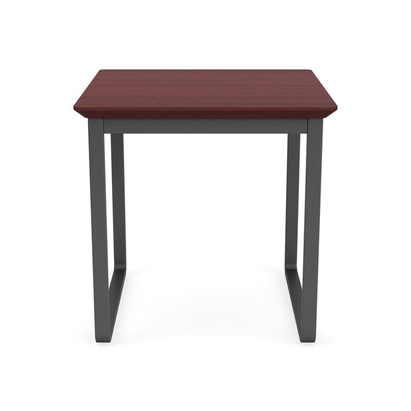 Gansett Reception Waiting Room Steel End Table / Charcoal Steel / Mahogany
