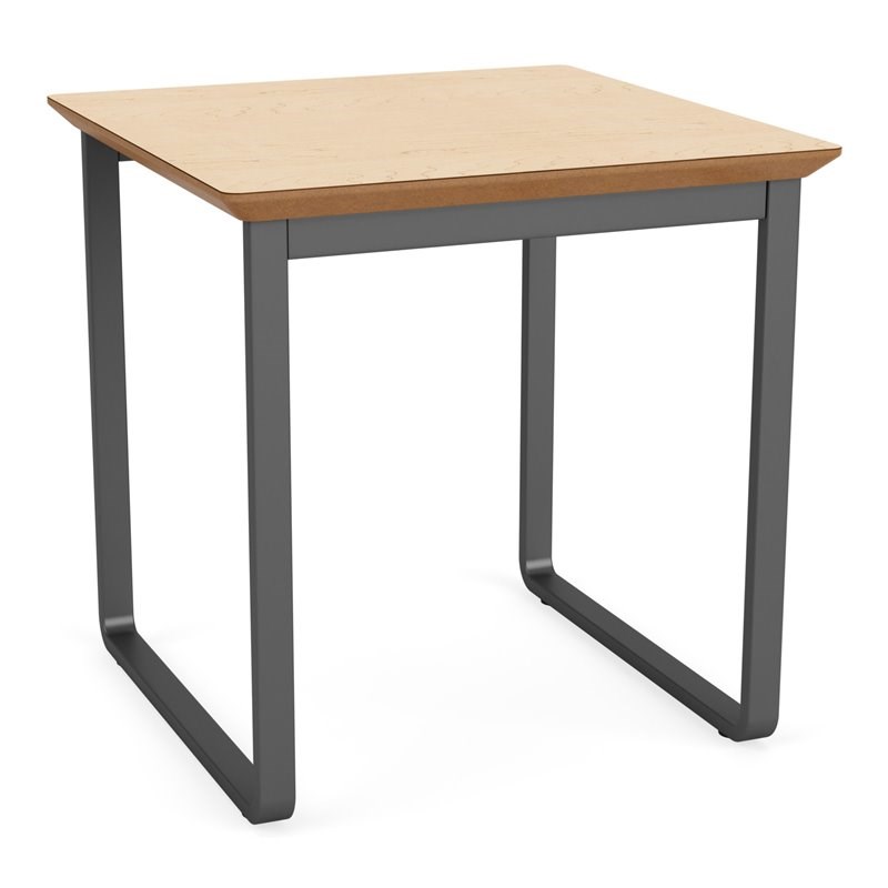 Gansett Reception Waiting Room Steel End Table / Charcoal Steel / Natural