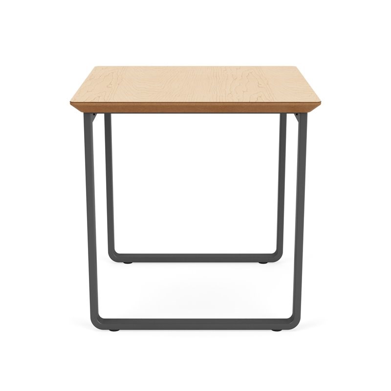 Gansett Reception Waiting Room Steel End Table / Charcoal Steel / Natural