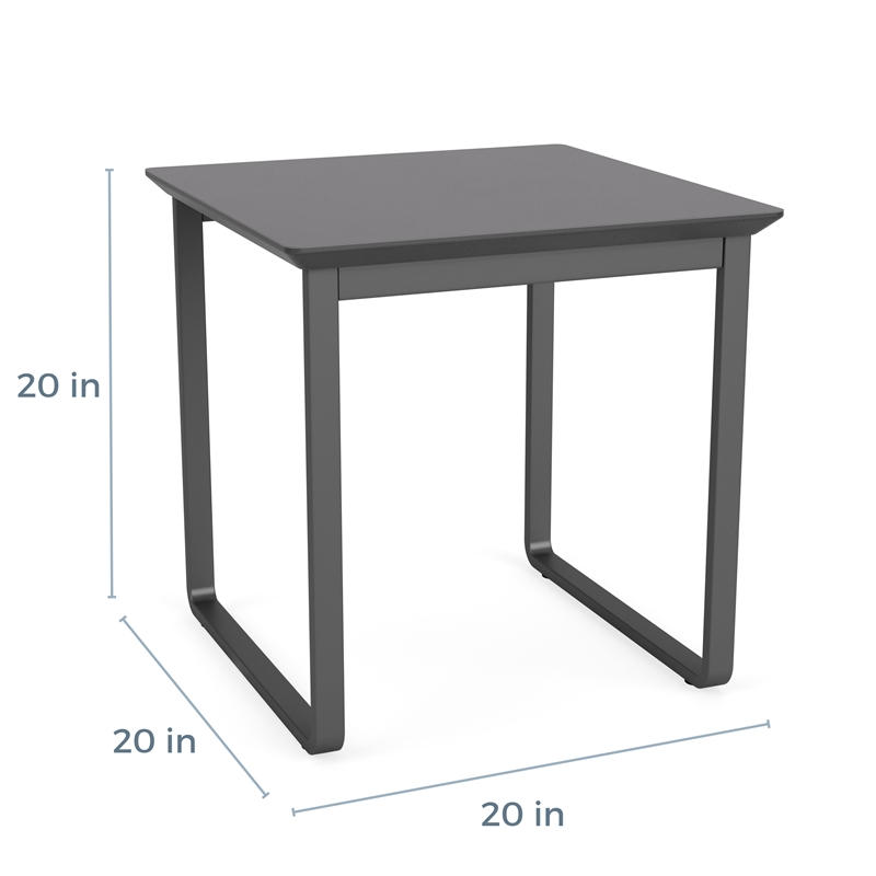 Gansett Reception Waiting Room Steel End Table / Silver Steel / Mahogany