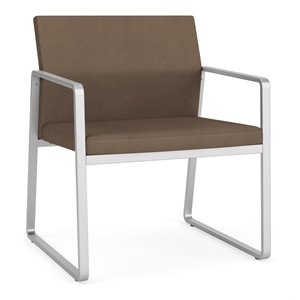 Gansett Reception Waiting Room Oversize Guest Chair / Silver Steel / Brown