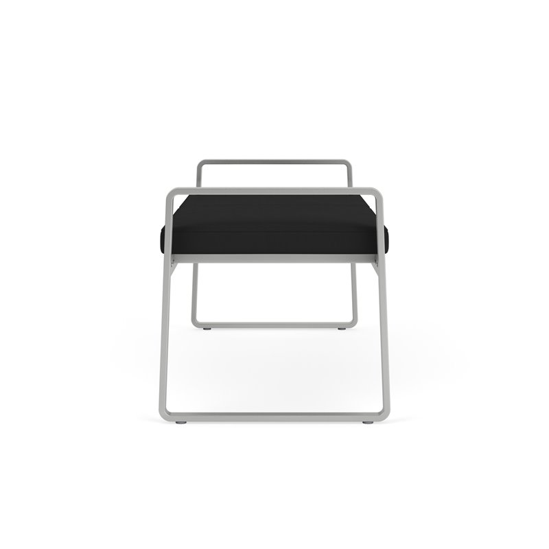 Gansett Reception Waiting Room Healthcare 2-Seat Bench / Silver Steel / Black