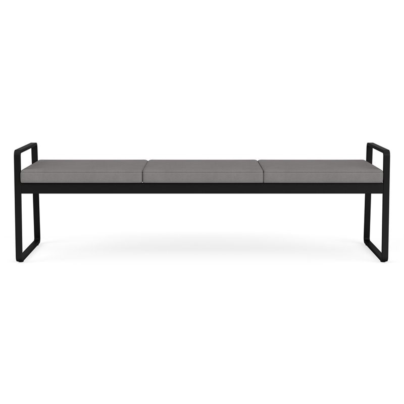 Gansett Reception Waiting Room 3-Seat Bench / Black Steel / Light Gray
