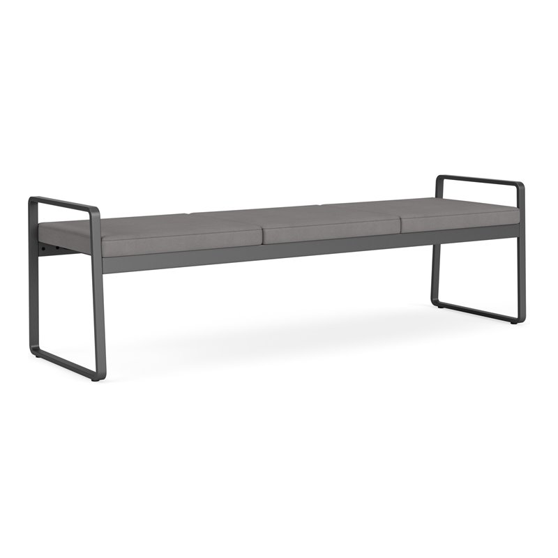 Gansett Reception Waiting Room 3-Seat Bench / Charcoal Steel / Light Gray