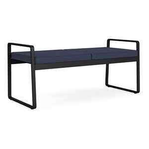 Gansett Reception Waiting Room Healthcare 2-Seat Bench / Black Steel / Blue