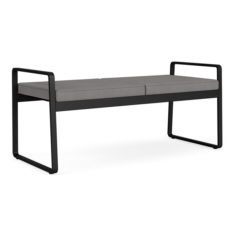 Gansett Reception Waiting Room 2-Seat Bench / Black Steel / Light Gray