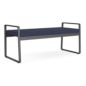 Gansett Reception Waiting Room Healthcare 2-Seat Bench / Charcoal Steel / Blue