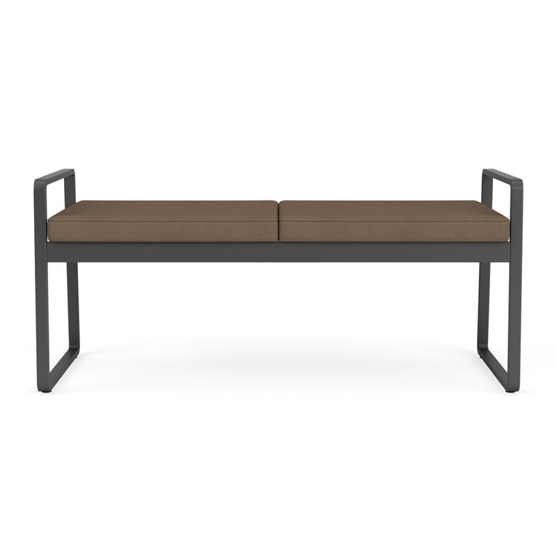 Gansett Reception Waiting Room Healthcare 2-Seat Bench / Charcoal Steel / Brown