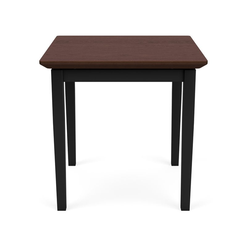 Lenox Steel Reception Waiting Room Healthcare End Table / Black Steel / Walnut