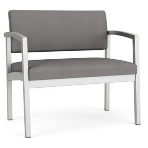 Lenox Steel Reception Waiting Bariatric Chair / Silver Steel / Light Gray