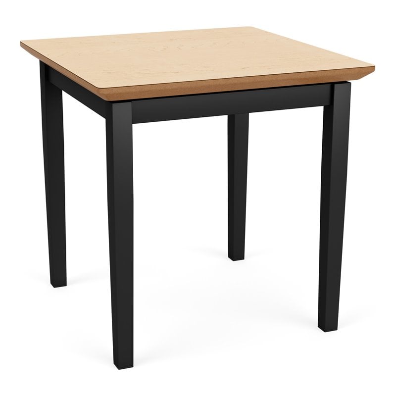 Lenox Steel Reception Waiting Room Healthcare End Table / Black Steel / Natural
