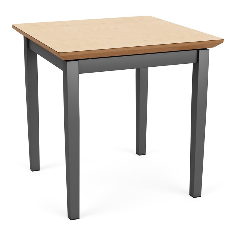 Lenox Steel Reception Waiting Room End Table / Charcoal Steel / Natural