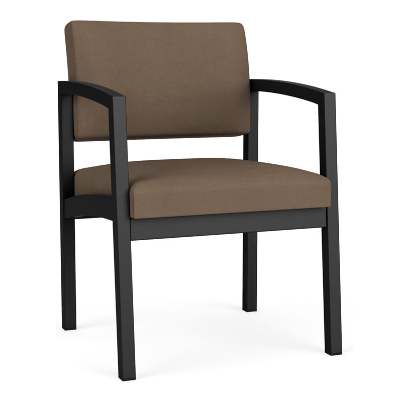 Lenox Steel Reception Waiting Room Healthcare Guest Chair / Black Steel / Brown