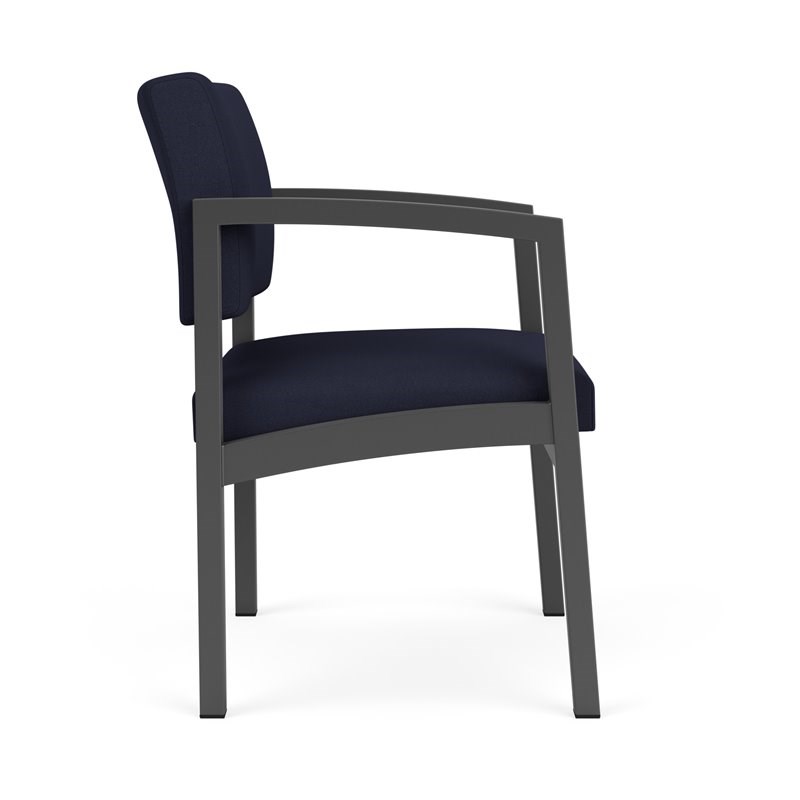 Lenox Steel Reception Waiting Guest Chair / Charcoal Steel / Navy Blue