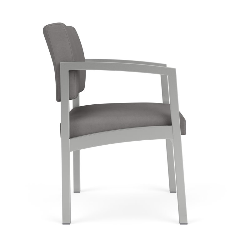 Lenox Steel Reception Waiting Room Guest Chair / Silver Steel / Light Gray