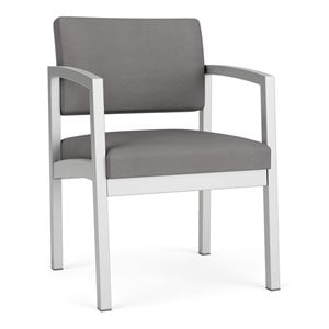 Lenox Steel Reception Waiting Room Guest Chair / Silver Steel / Light Gray