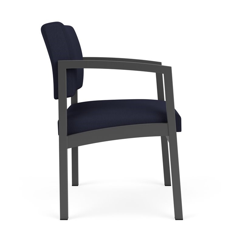 Lenox Steel Reception Waiting Oversize Guest Chair / Charcoal Steel / Navy Blue