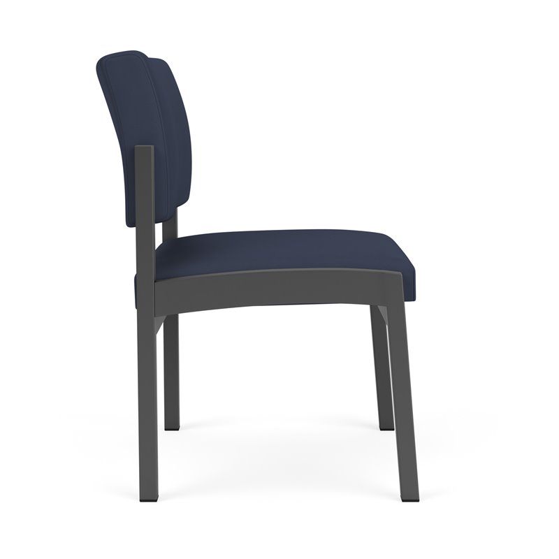 Lenox Steel Reception Waiting Armless Guest Chair / Charcoal Steel / Blue