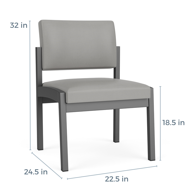 Lenox Steel Reception Waiting Armless Guest Chair / Charcoal Steel / Blue