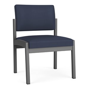 Lenox Steel Reception Waiting Armless Guest Chair / Charcoal Steel / Blue