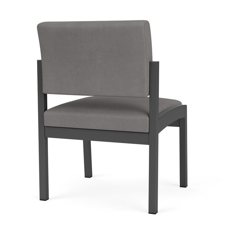 Lenox Steel Reception Waiting Armless Guest Chair / Charcoal Steel / Light Gray