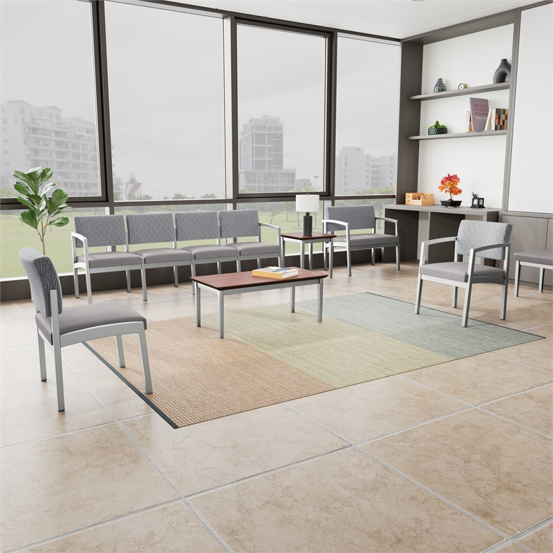 Lenox Steel Reception Waiting Armless Guest Chair / Charcoal Steel / Light Gray
