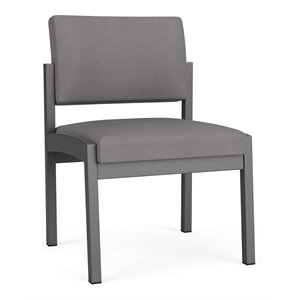 Lenox Steel Reception Waiting Armless Guest Chair / Charcoal Steel / Light Gray