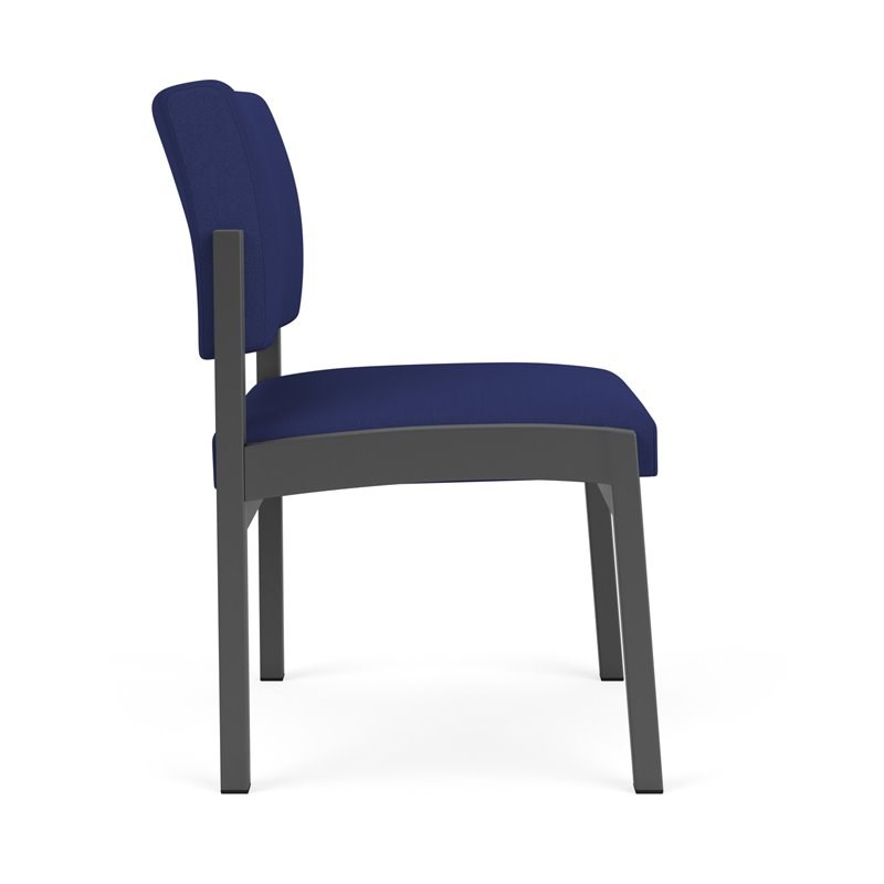 Lenox Steel Reception Waiting Armless Guest Chair / Charcoal Steel / Blue