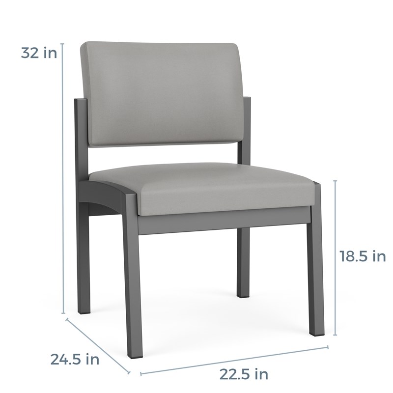 Lenox Steel Reception Waiting Armless Guest Chair / Charcoal Steel / Blue