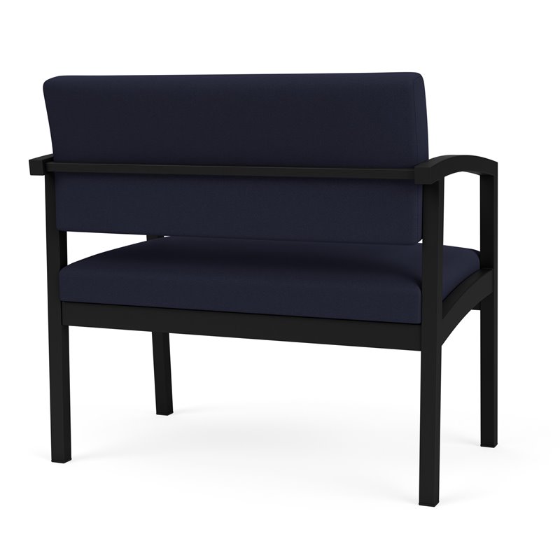 Lenox Steel Reception Waiting Bariatric Chair / Black Steel / Navy Blue