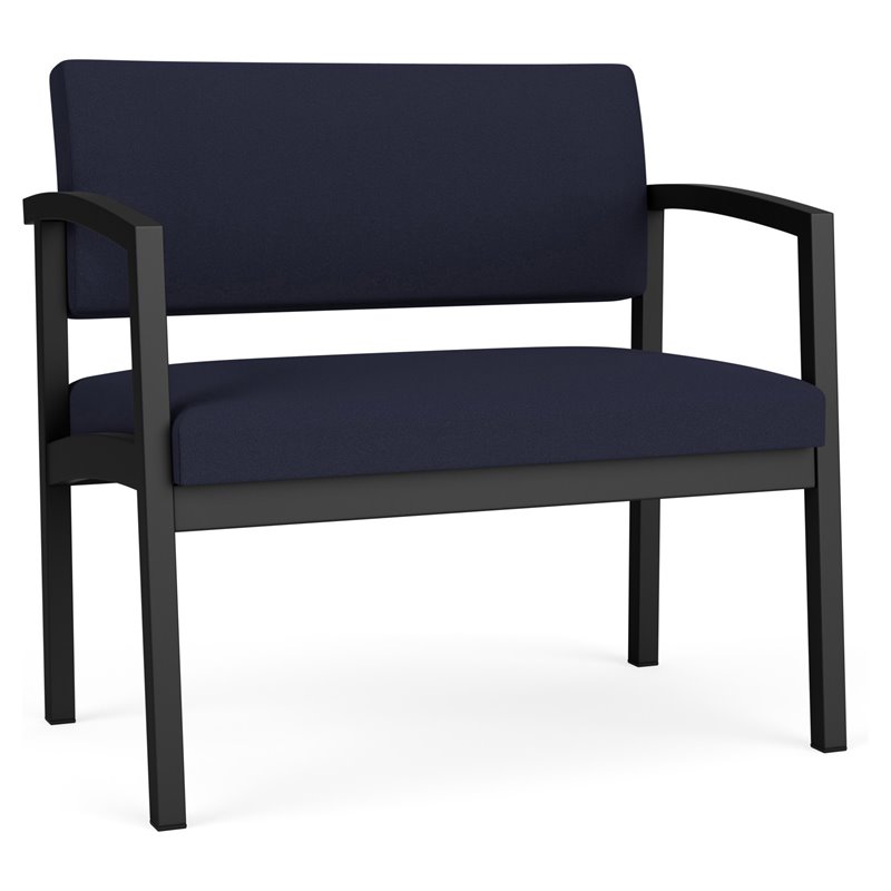 Lenox Steel Reception Waiting Bariatric Chair / Black Steel / Navy Blue