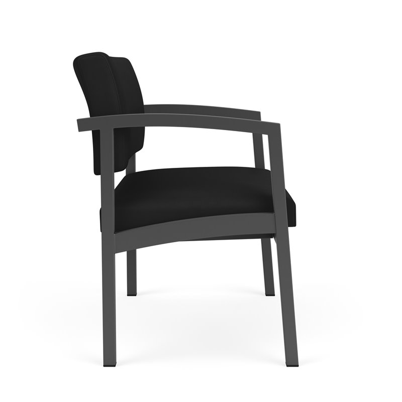 Lenox Steel Reception Waiting Bariatric Chair / Charcoal Steel / Black