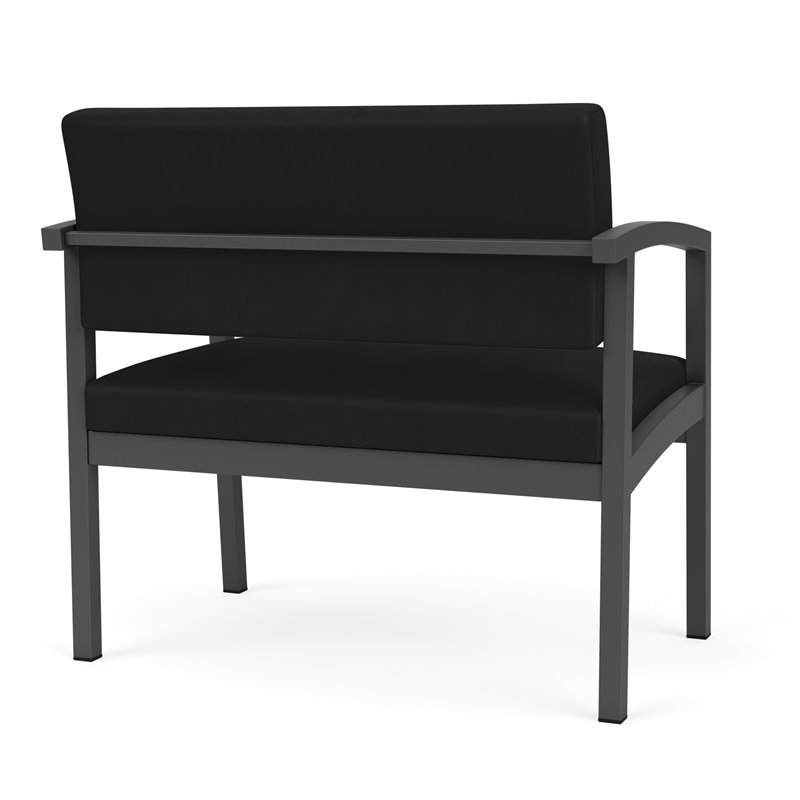 Lenox Steel Reception Waiting Bariatric Chair / Charcoal Steel / Black