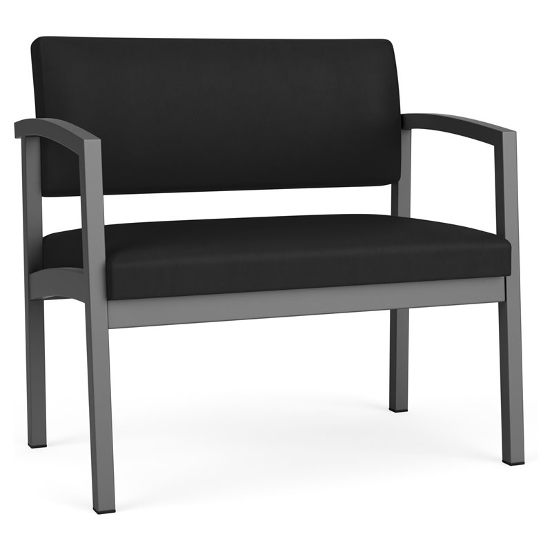 Lenox Steel Reception Waiting Bariatric Chair / Charcoal Steel / Black