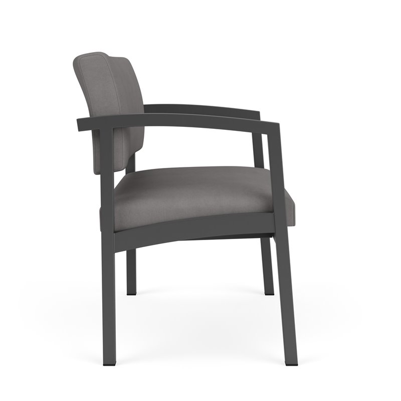 Lenox Steel Reception Waiting Bariatric Chair / Charcoal Steel / Light Gray