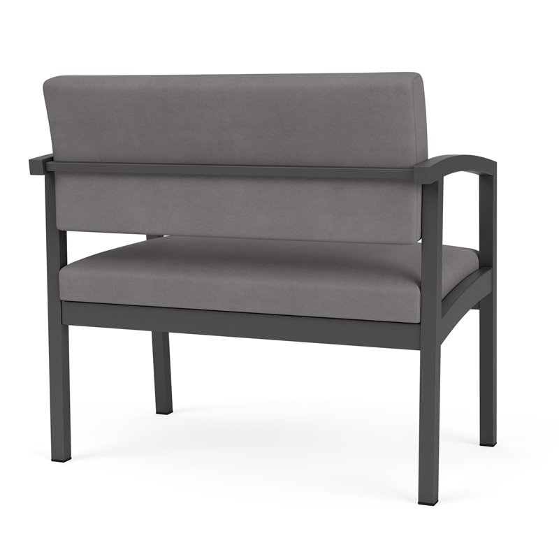 Lenox Steel Reception Waiting Bariatric Chair / Charcoal Steel / Light Gray