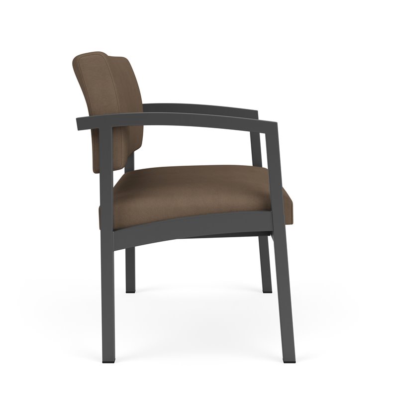 Lenox Steel Reception Waiting Bariatric Chair / Charcoal Steel / Brown